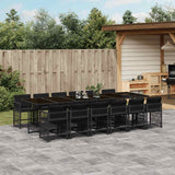 vidaXL 5-delige Tuinset met kussens poly rattan zwart