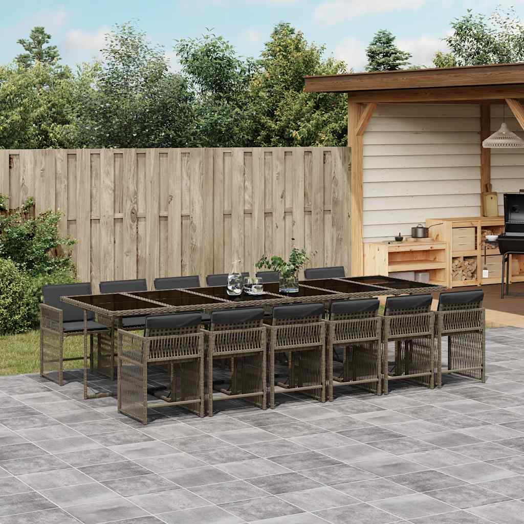 vidaXL 5-delige Tuinset met kussens poly rattan zwart