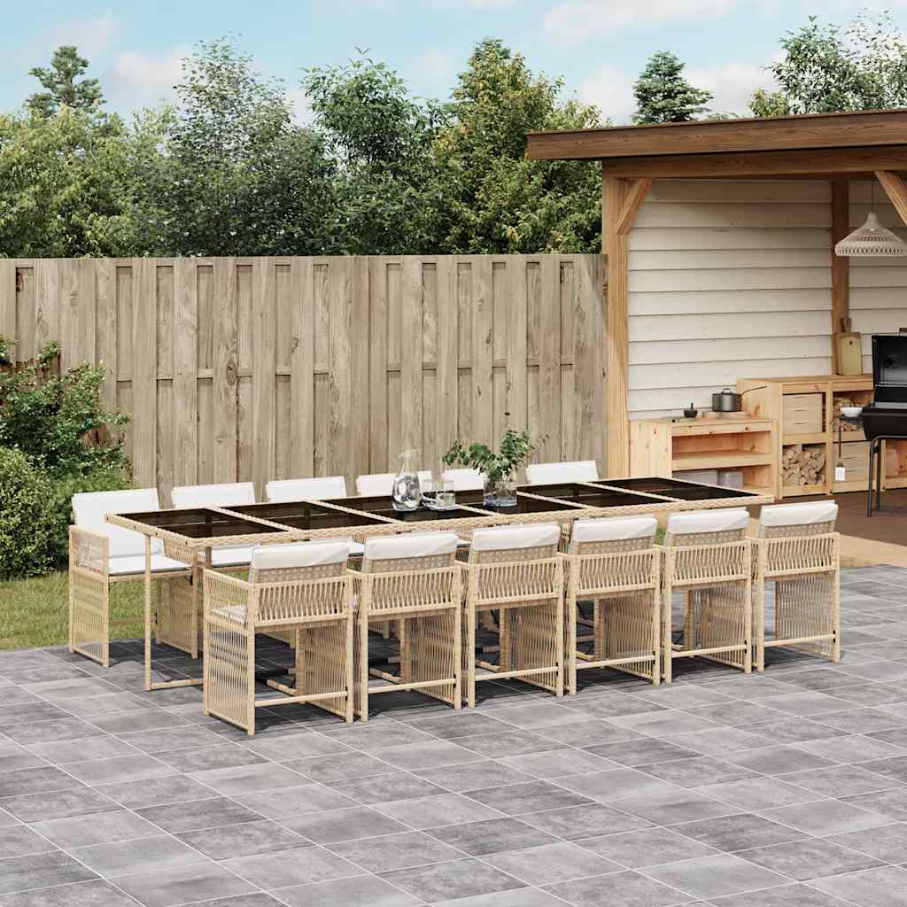 vidaXL 5-delige Tuinset met kussens poly rattan zwart