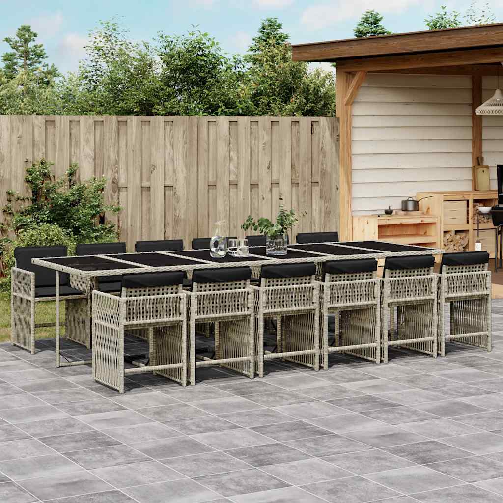 vidaXL 5-delige Tuinset met kussens poly rattan zwart