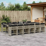 vidaXL 5-delige Tuinset met kussens poly rattan zwart