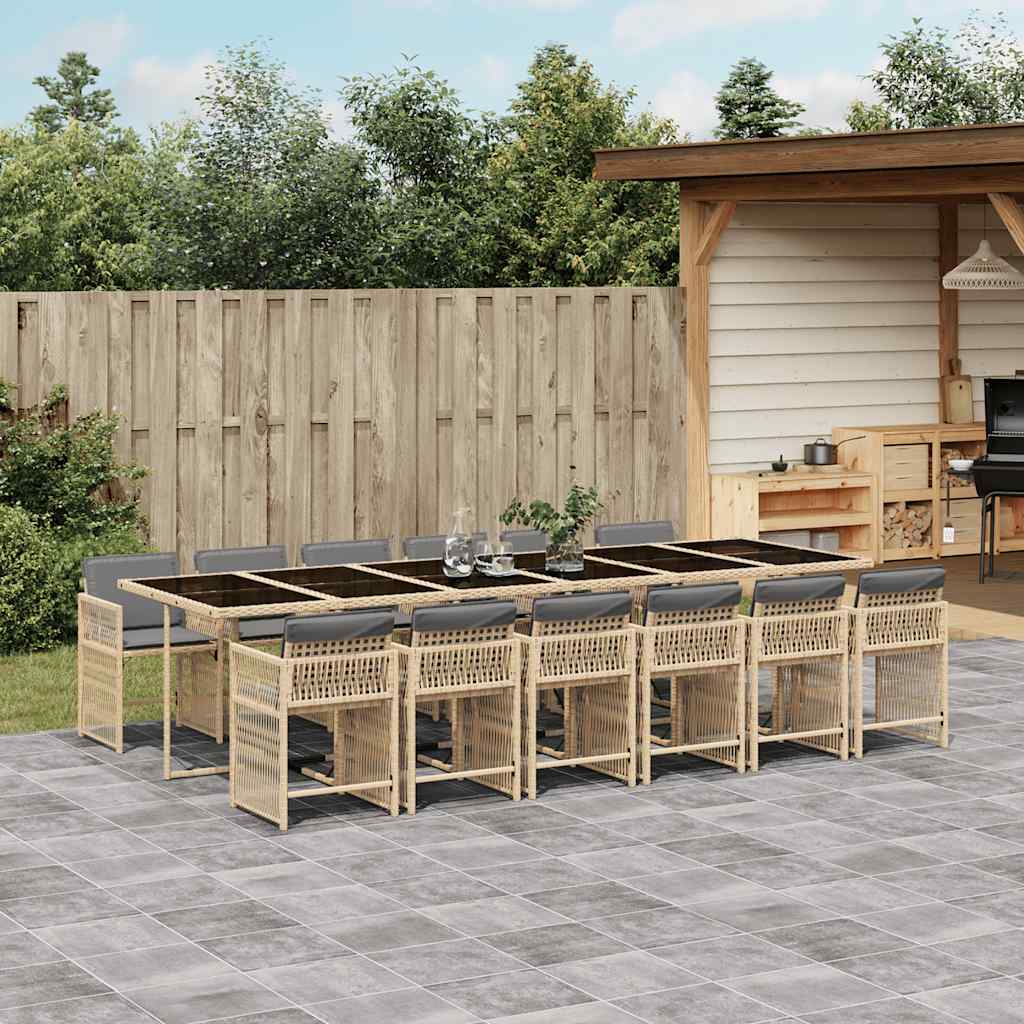 vidaXL 5-delige Tuinset met kussens poly rattan zwart