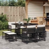 vidaXL 9-delige Tuinset poly rattan zwart