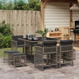 vidaXL 9-delige Tuinset poly rattan zwart