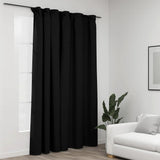 vidaXL Linen-Look Blackout Curtain with Hooks 290x245 cm Black