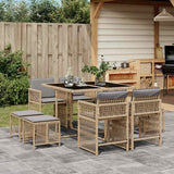 vidaXL 9-delige Tuinset poly rattan zwart