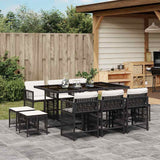 vidaXL 9-delige Tuinset poly rattan zwart