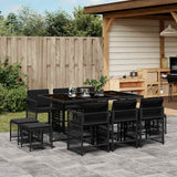 vidaXL 9-delige Tuinset poly rattan zwart