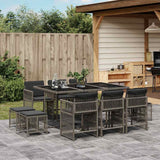 vidaXL 9-delige Tuinset poly rattan zwart