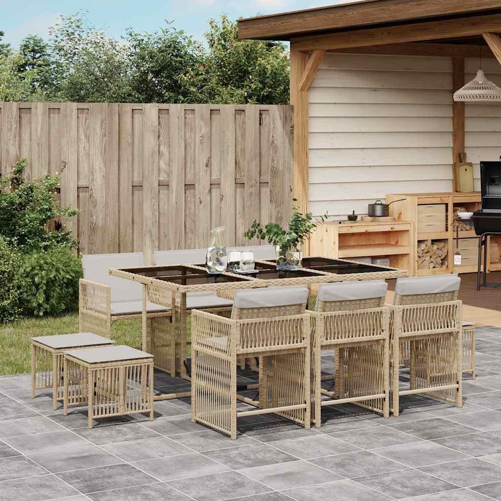 vidaXL 9-delige Tuinset poly rattan zwart