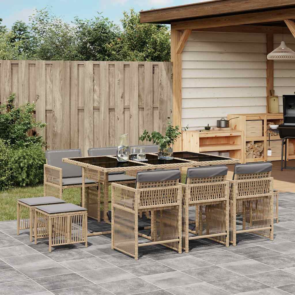 vidaXL 9-delige Tuinset poly rattan zwart