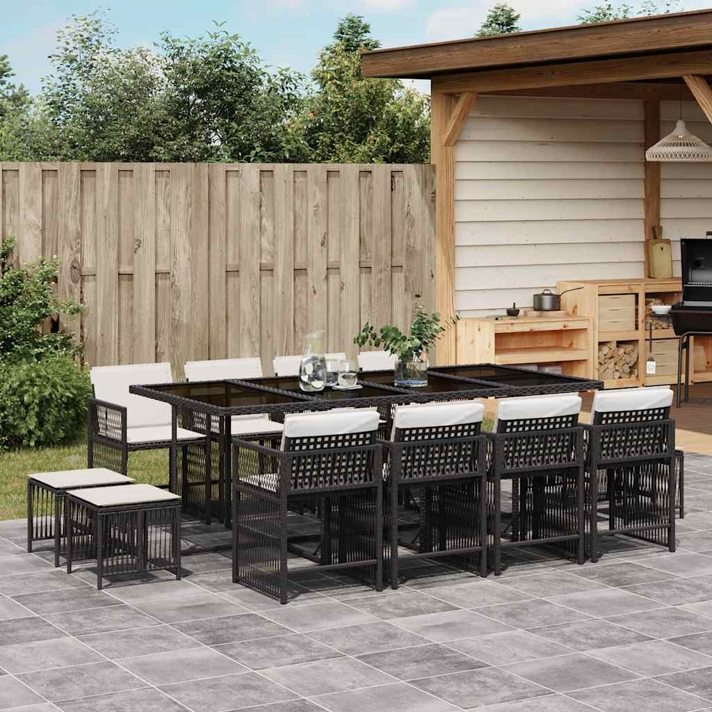 vidaXL 9-delige Tuinset poly rattan zwart