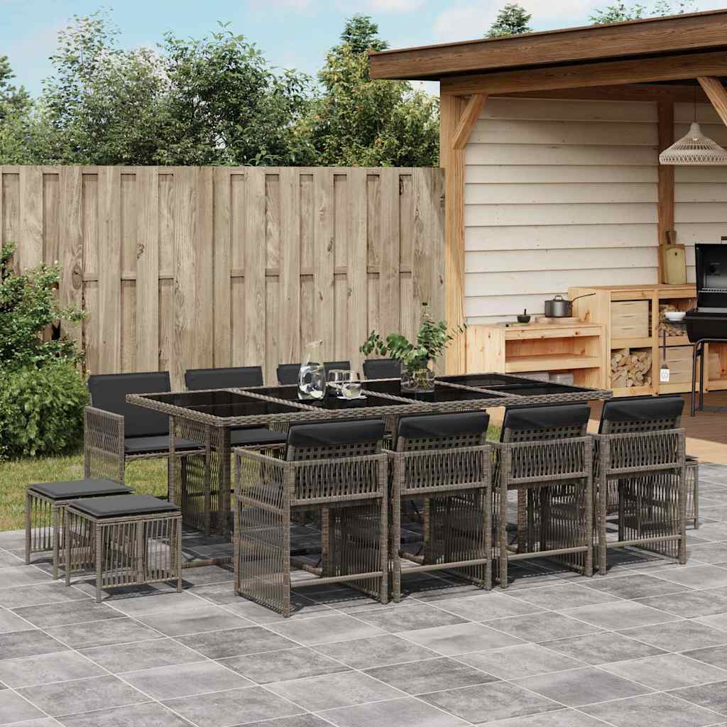 vidaXL 9-delige Tuinset poly rattan zwart
