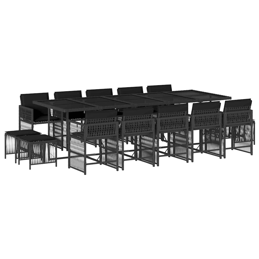 vidaXL 9-delige Tuinset poly rattan zwart