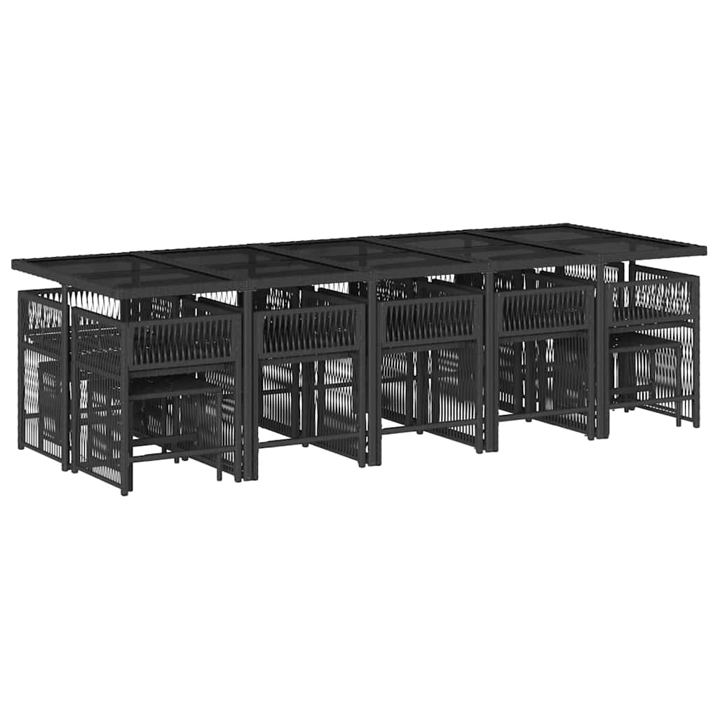 vidaXL 9-delige Tuinset poly rattan zwart