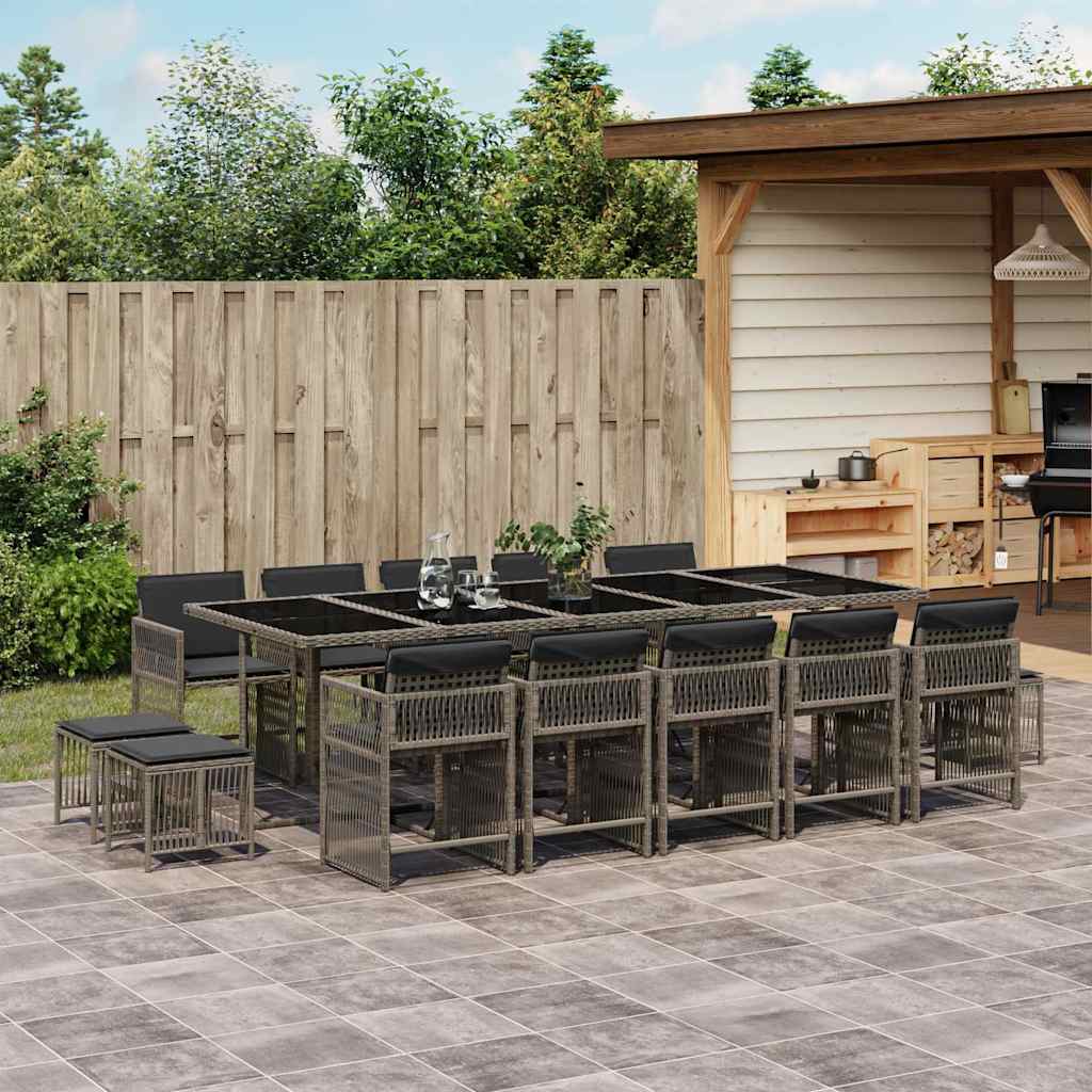 vidaXL 9-delige Tuinset poly rattan zwart