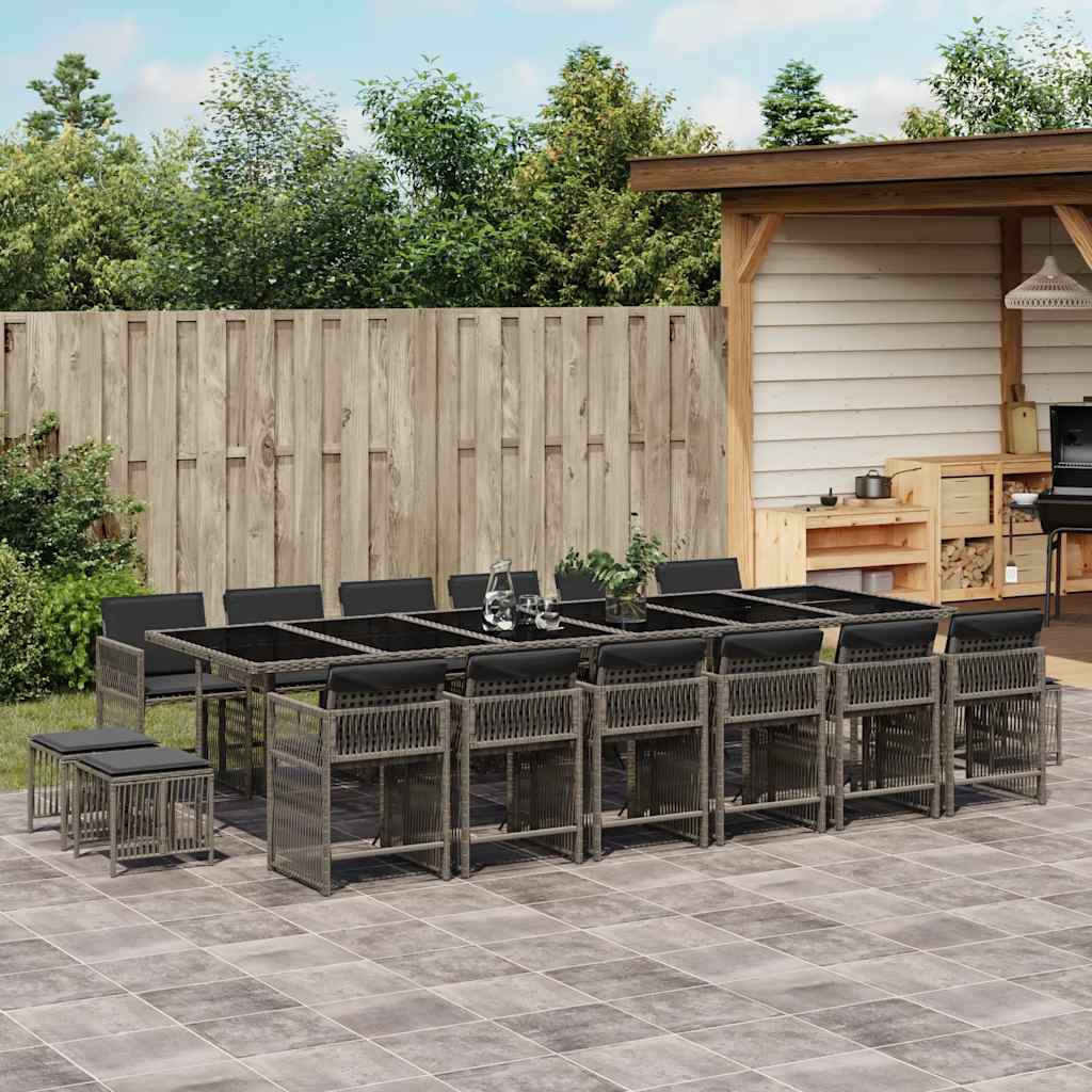 vidaXL 9-delige Tuinset poly rattan zwart