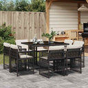 vidaXL 9-delige Tuinset poly rattan zwart