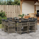 vidaXL 9-delige Tuinset poly rattan zwart