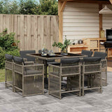 vidaXL 9-delige Tuinset poly rattan zwart