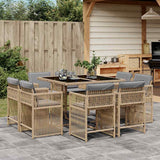 vidaXL 9-delige Tuinset poly rattan zwart
