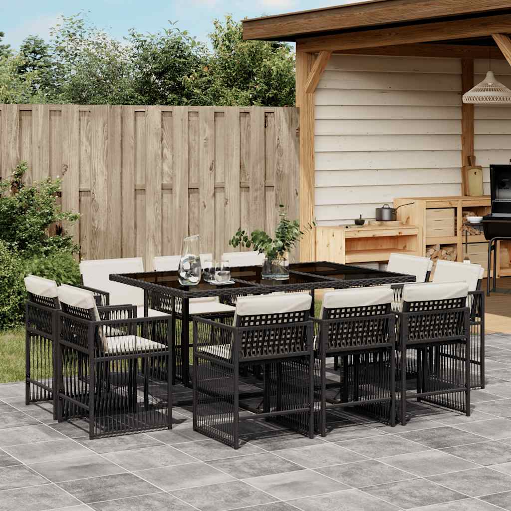 vidaXL 9-delige Tuinset poly rattan zwart
