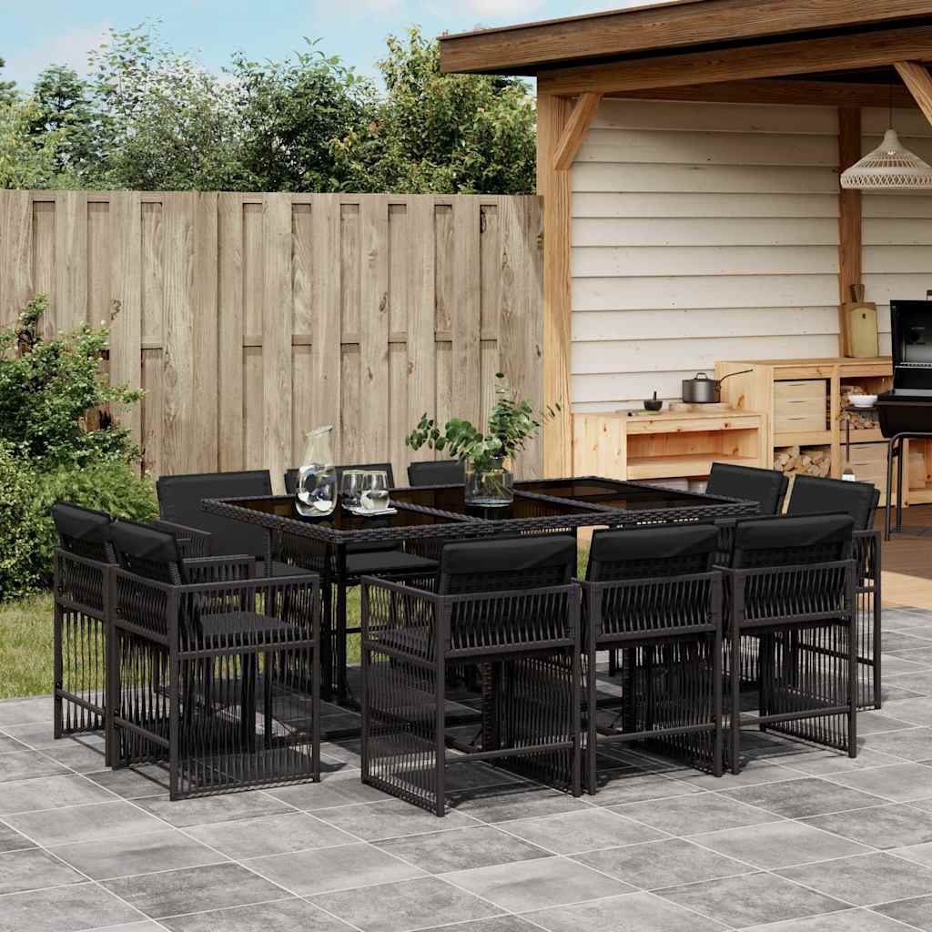vidaXL 9-delige Tuinset poly rattan zwart