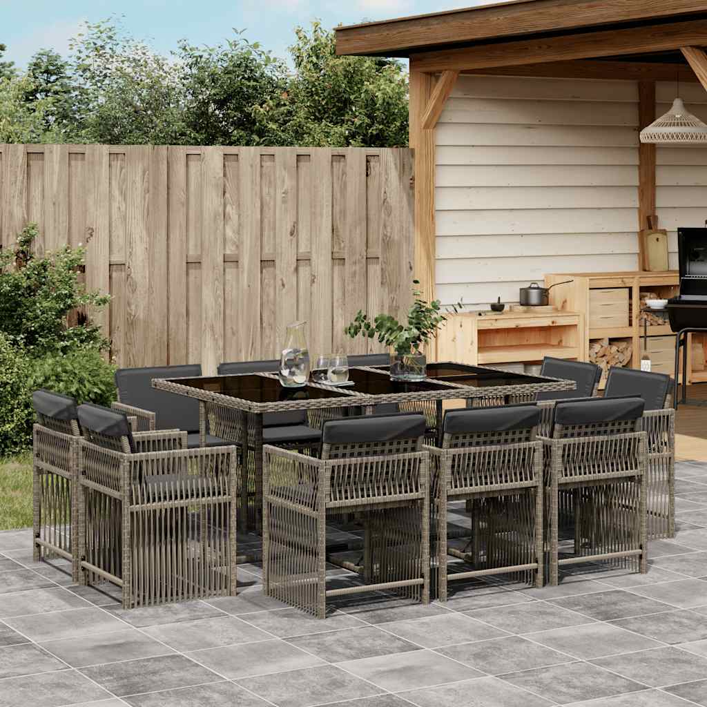 vidaXL 9-delige Tuinset poly rattan zwart