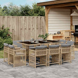 vidaXL 9-delige Tuinset poly rattan zwart