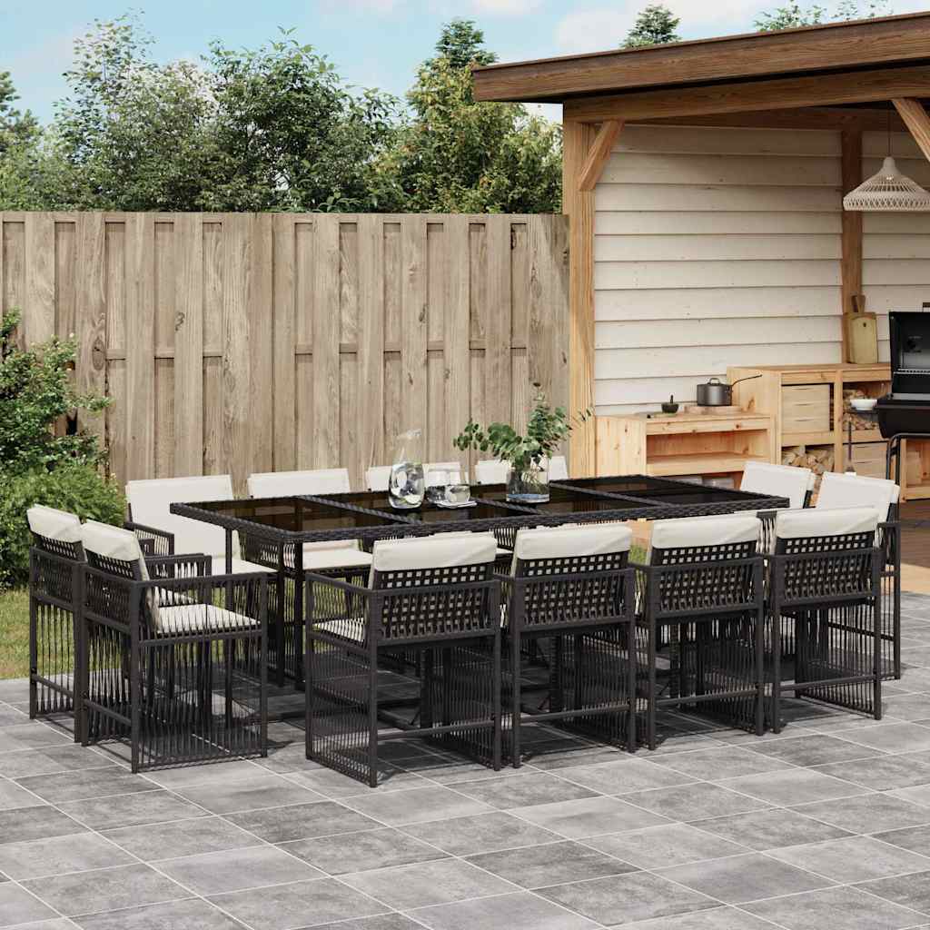vidaXL 9-delige Tuinset poly rattan zwart