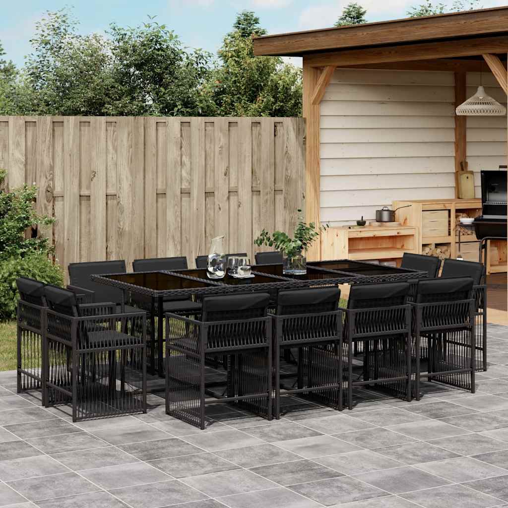 vidaXL 9-delige Tuinset poly rattan zwart