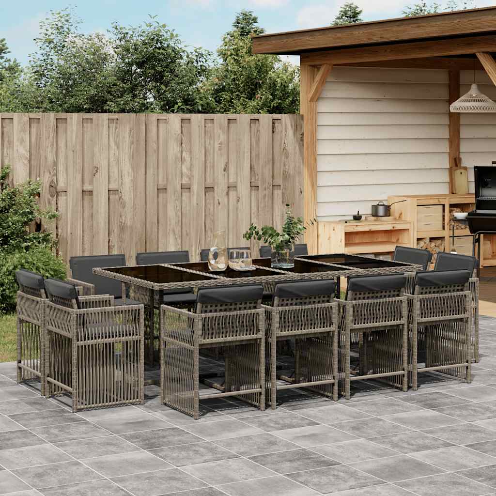 vidaXL 9-delige Tuinset poly rattan zwart