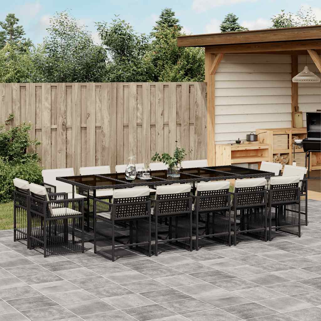 vidaXL 9-delige Tuinset poly rattan zwart