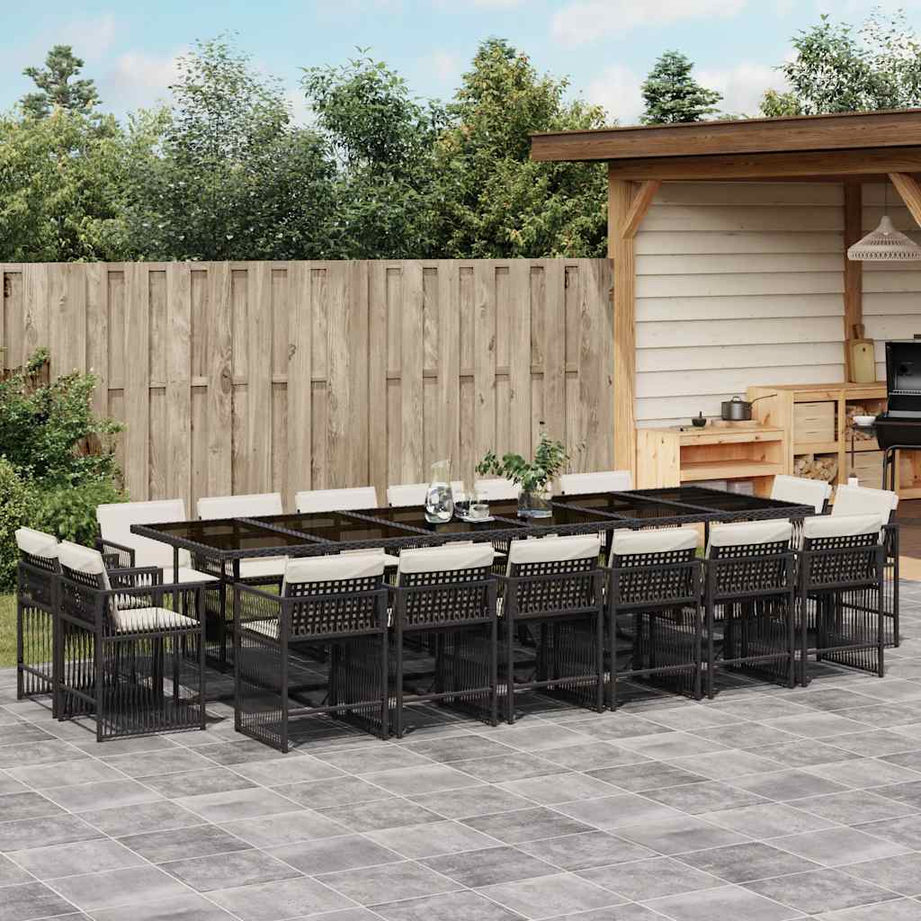 vidaXL 9-delige Tuinset poly rattan zwart