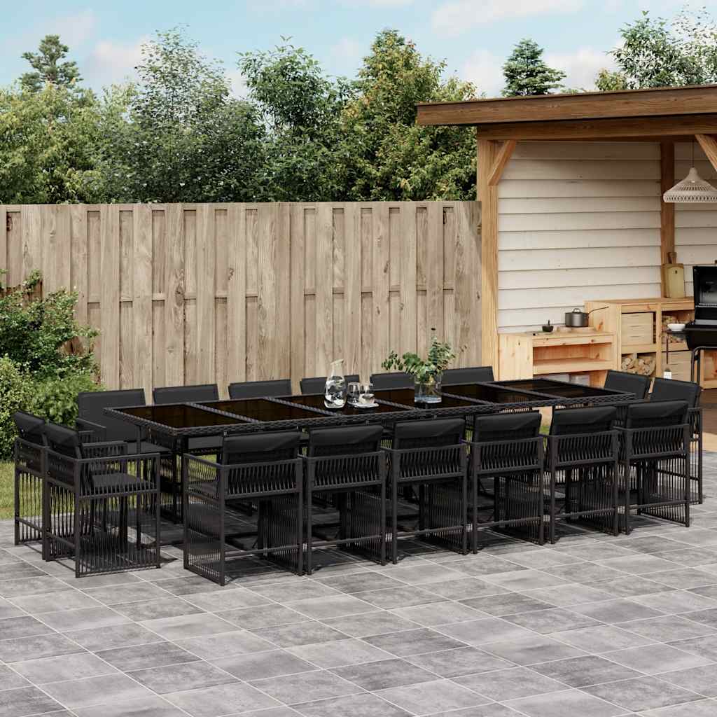 vidaXL 9-delige Tuinset poly rattan zwart