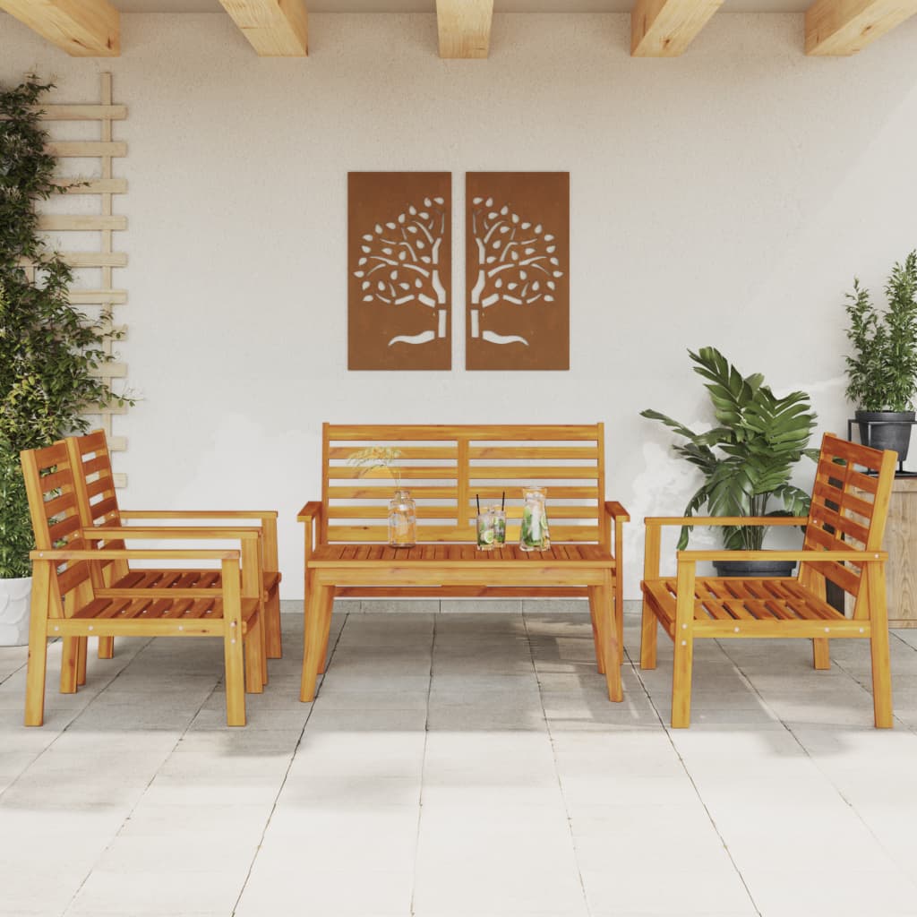 vidaXL 4-delige Loungeset massief acaciahout
