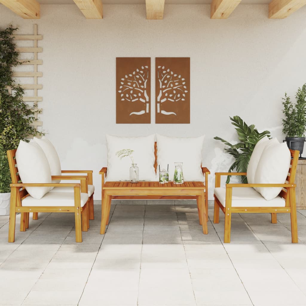 vidaXL 4-delige Loungeset massief acaciahout