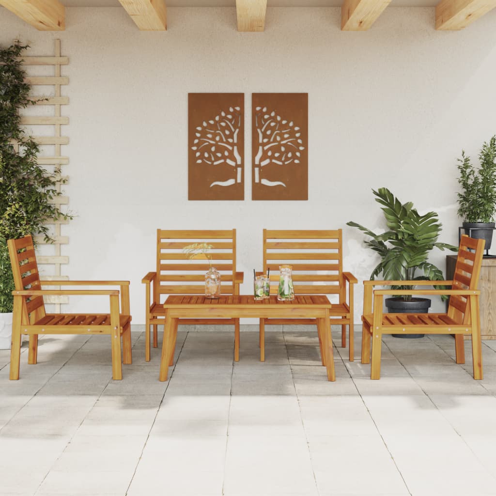 vidaXL 4-delige Loungeset massief acaciahout