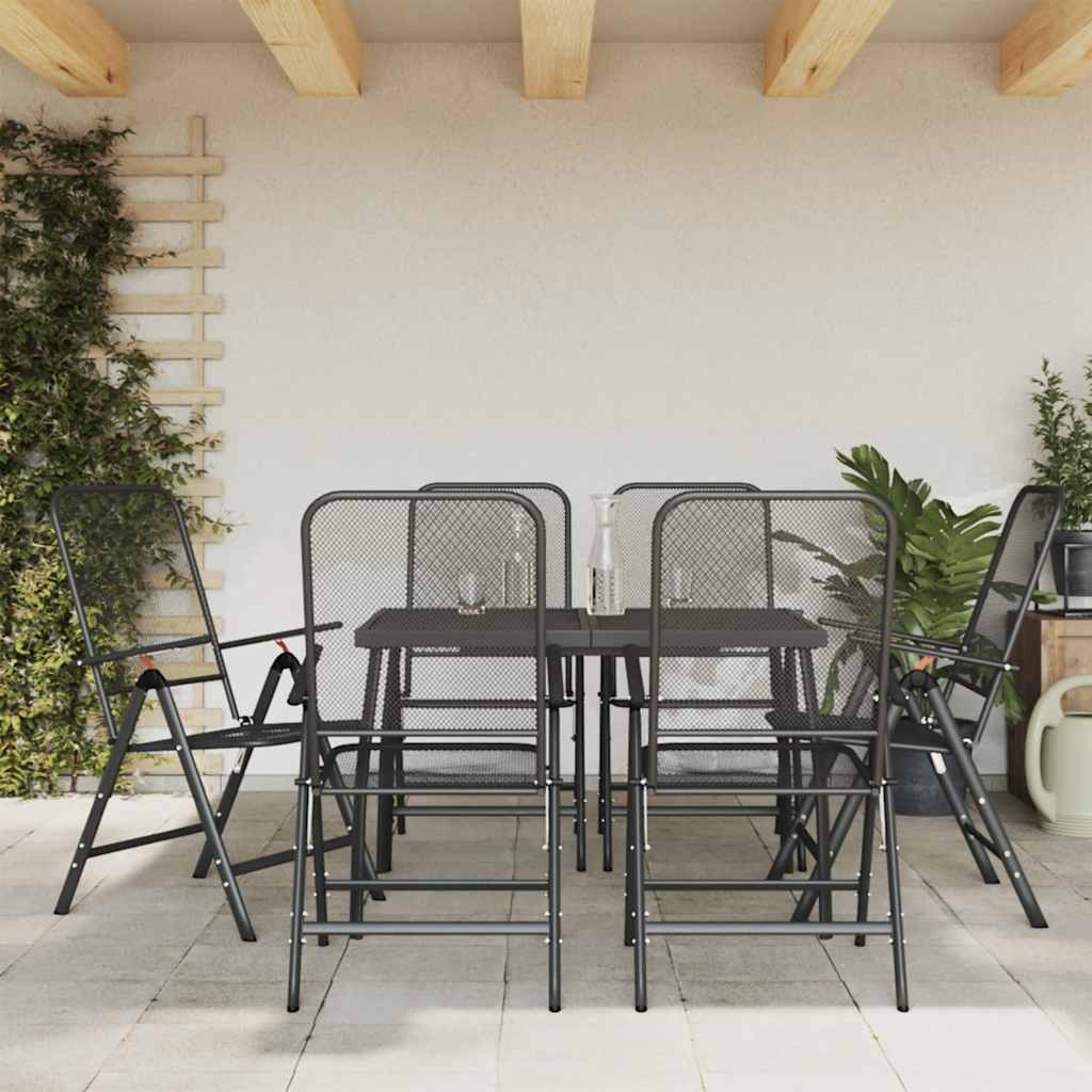 vidaXL 3-delige Tuinset metaal gaas antracietkleurig