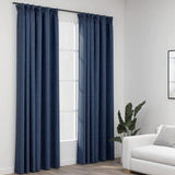 vidaXL Linen-Look Blackout Curtains with Hooks 2 pcs 140x175 cm Black