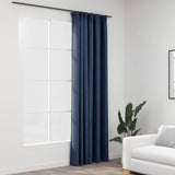 vidaXL Linen-Look Blackout Curtain with Hooks 290x245 cm Black