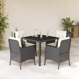 vidaXL 3-delige Tuinset met kussens poly rattan zwart