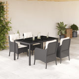 vidaXL 3-delige Tuinset met kussens poly rattan zwart