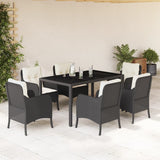 vidaXL 3-delige Tuinset met kussens poly rattan zwart