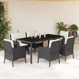 vidaXL 3-delige Tuinset met kussens poly rattan zwart