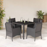 vidaXL 3-delige Tuinset met kussens poly rattan zwart