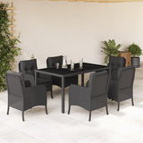 vidaXL 3-delige Tuinset met kussens poly rattan zwart