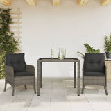 vidaXL 3-delige Tuinset met kussens poly rattan zwart