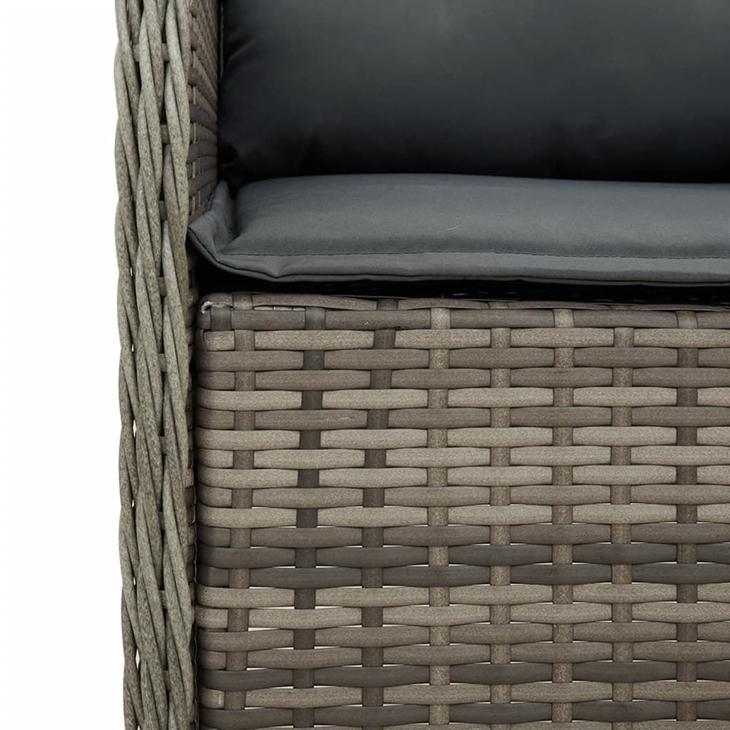 vidaXL 3-delige Tuinset met kussens poly rattan zwart