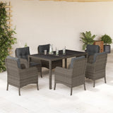 vidaXL 3-delige Tuinset met kussens poly rattan zwart